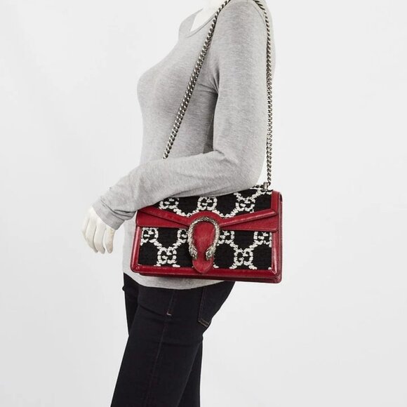 Gucci Black/Red Tweed GG Small Dionysus Bag - Picture 1 of 12
